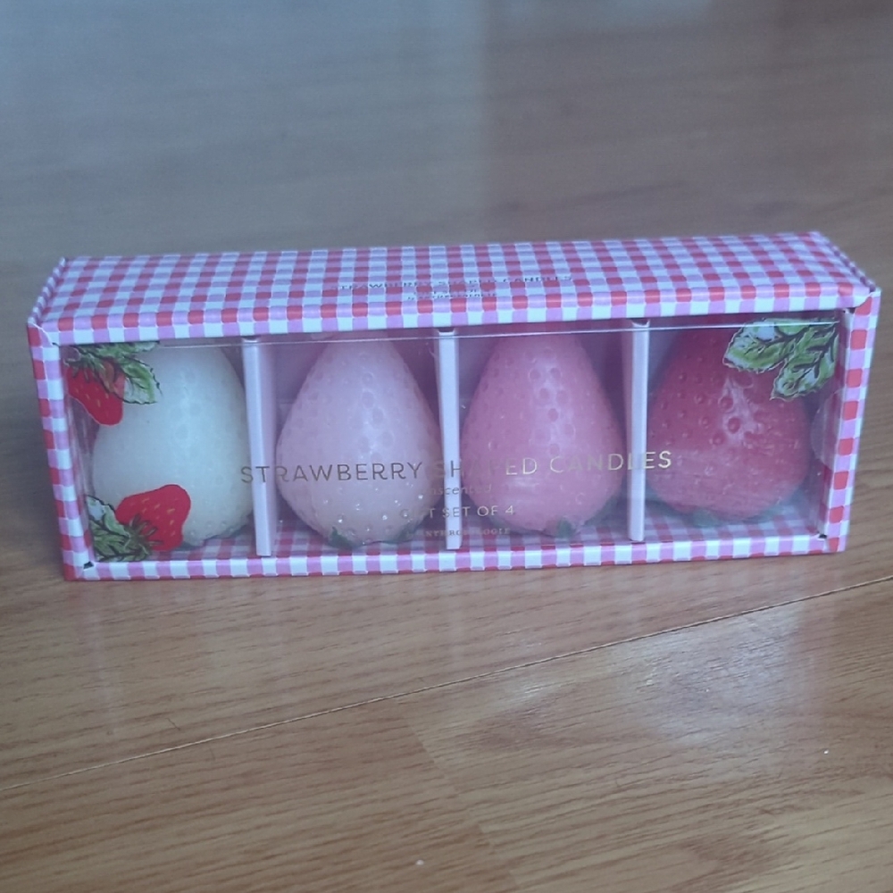 Anthropologie Pink and Cream Strawberry Shaped Candles